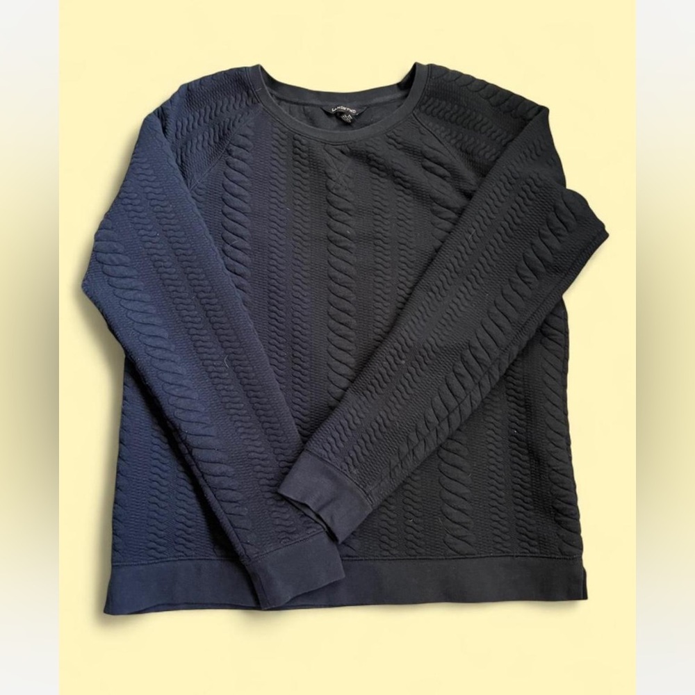 Lands' End Men's Navy Cable Knit Crewneck Sweater